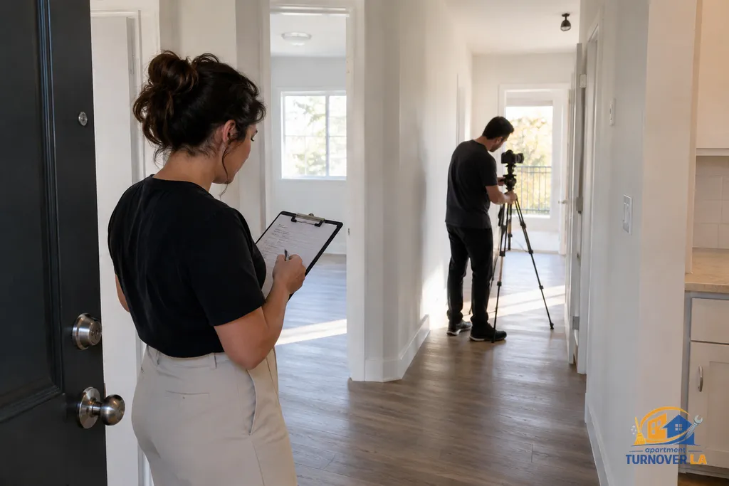 Pre-shoot condition check for a Los Angeles rental listing media appointment