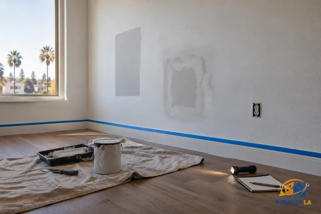 Drywall repair and wall repainting scope detail for a California rental turnover