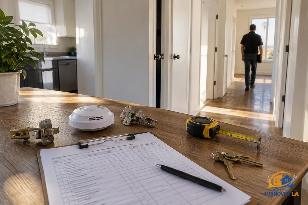 Itemized handyman punch list and repair parts for a Los Angeles rental unit