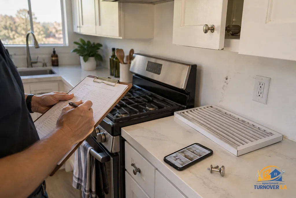 Apartment turnover cost review with kitchen inspection items in Los Angeles rental